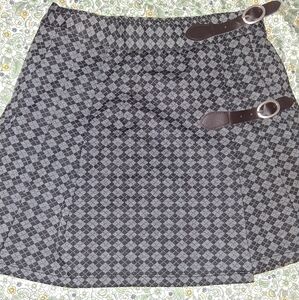 Full Tilt Gray Checkered Mini Skirt with Buckle Details